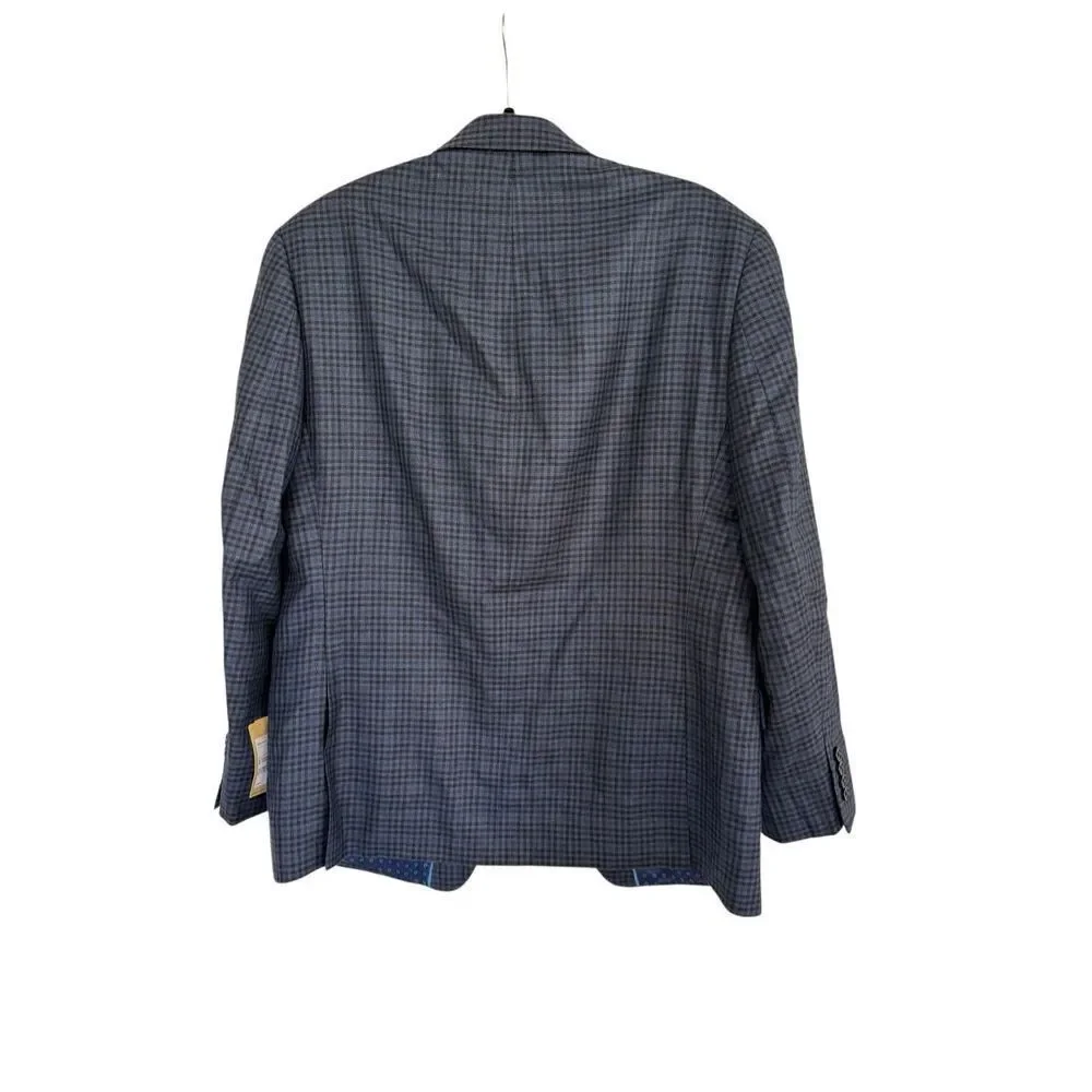 NWT Michael Kors Mens Blue Plaid Wool Silk Blend Blazer Sport Coat Jacket Sz 42
